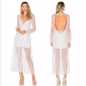 For love and lemons All That Glitters Maxi Dress in White L